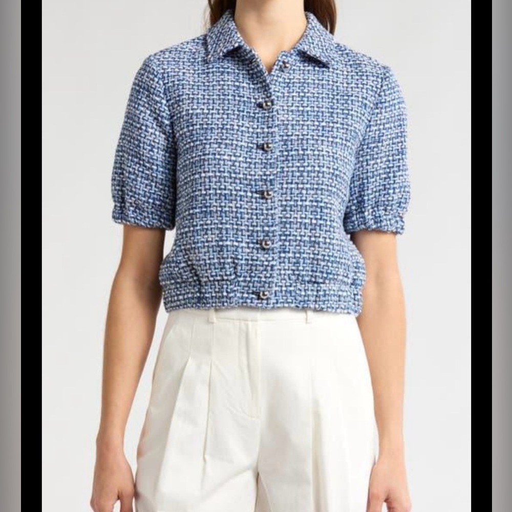 10 Crosby Derek Lam Blue Textured Button-Down Shirt